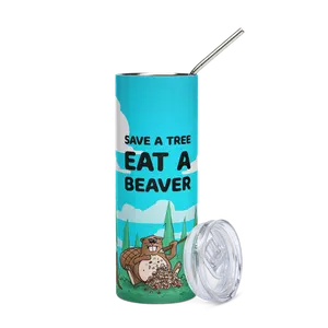 Save a Tree Eat a Beaver Stainless Steel Tumbler