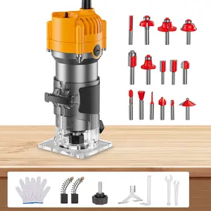 HANWISE upgraded edge trimming machine wired router, compact woodworking edge trimming router tool wired, woodworking router, suitable for woodworking slot milling and edge trimming, router power tool, gift for recipient