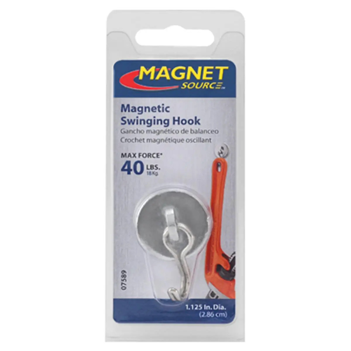 Master Magnetics Chrome Magnetic Base with 1.125-Inch Diameter, Swing Hanging Hook for Home Improvement, Bathroom Fixtures