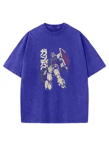 Vintage Gundam Anime Graphic Pattern Print T-Shirt, Casual Fitted Long Sleeve Top, Comfortable Daily Wear, Perfect for Fans, Streetwear