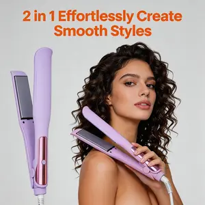 2 in 1 Straightener and Curler – 1 Inch Hair Straightener Iron & Ceramic Flat Iron, Professional Styling Tools for Less Frizz, Shine & Smooth(Purple)  Coast Pro Flat Iron