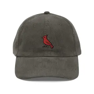 Casual Corduroy Cap with Elegant Cardinal Bird Design for Everyday Wear