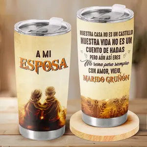 SMS - “Mi Reina Para Siempre” Vaso Térmico de 20 oz, 14 de febrero - Regalo de San Valentín para Ella, Regalo de Aniversario Vintage para Mi Esposa de un Marido Gruñón, Vaso de Viaje Romántico para Esposa, Drinkware Especial