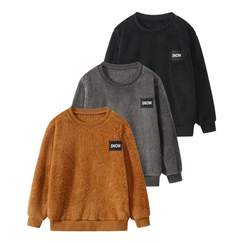 #falloutfits  3-piece autumn and winter boy round neck solid color warm long-sleeved shirt children's new fashion comfortable fleece boys' clothing