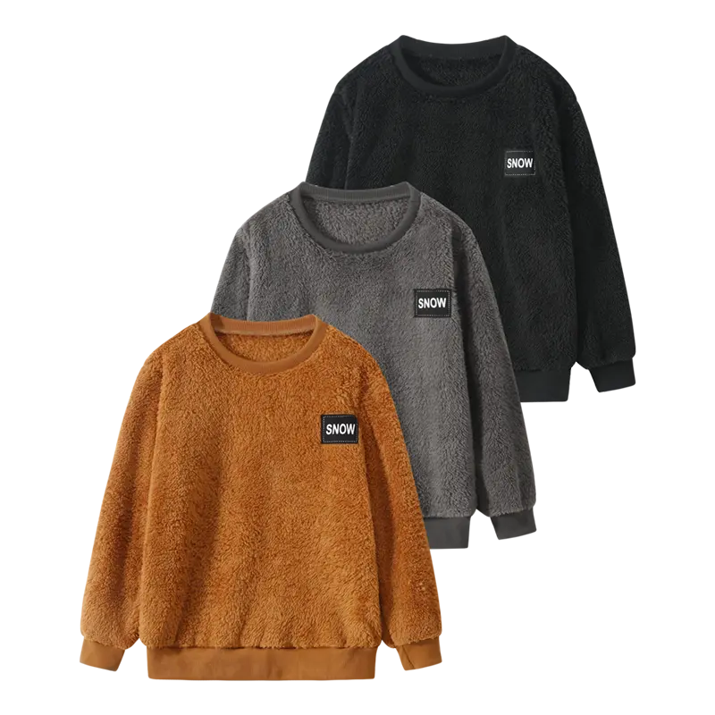 #backtoschool 3-piece autumn and winter boy round neck solid color warm long-sleeved shirt children's new fashion comfortable fleece boys' clothing