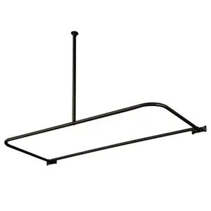 212 MAIN D-Shape Ceiling-Mount Shower Curtain Rod, Solid Brass Oil Rubbed Bronze Bathroom Shower Curtain Rods