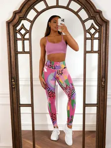 【Plus Size】 All Over Print High Waist Leggings, Casual Comfy Breathable Skinny Pants for Women, Women's Bottoms for All Seasons