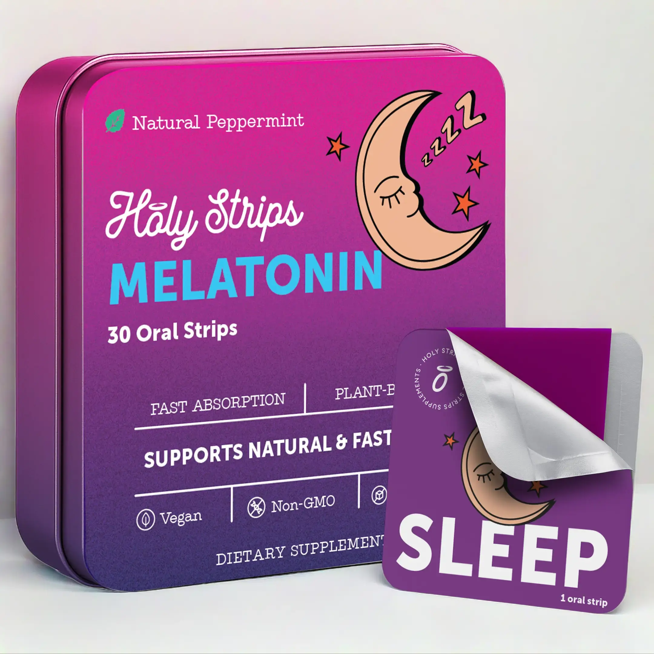 Oral Sleep Strips with 5mg Melatonin -Natural Sleep Support Supplement -Naturally Ease Tension & Restlessness -30 Individually Wrapped Strips. Vitamin