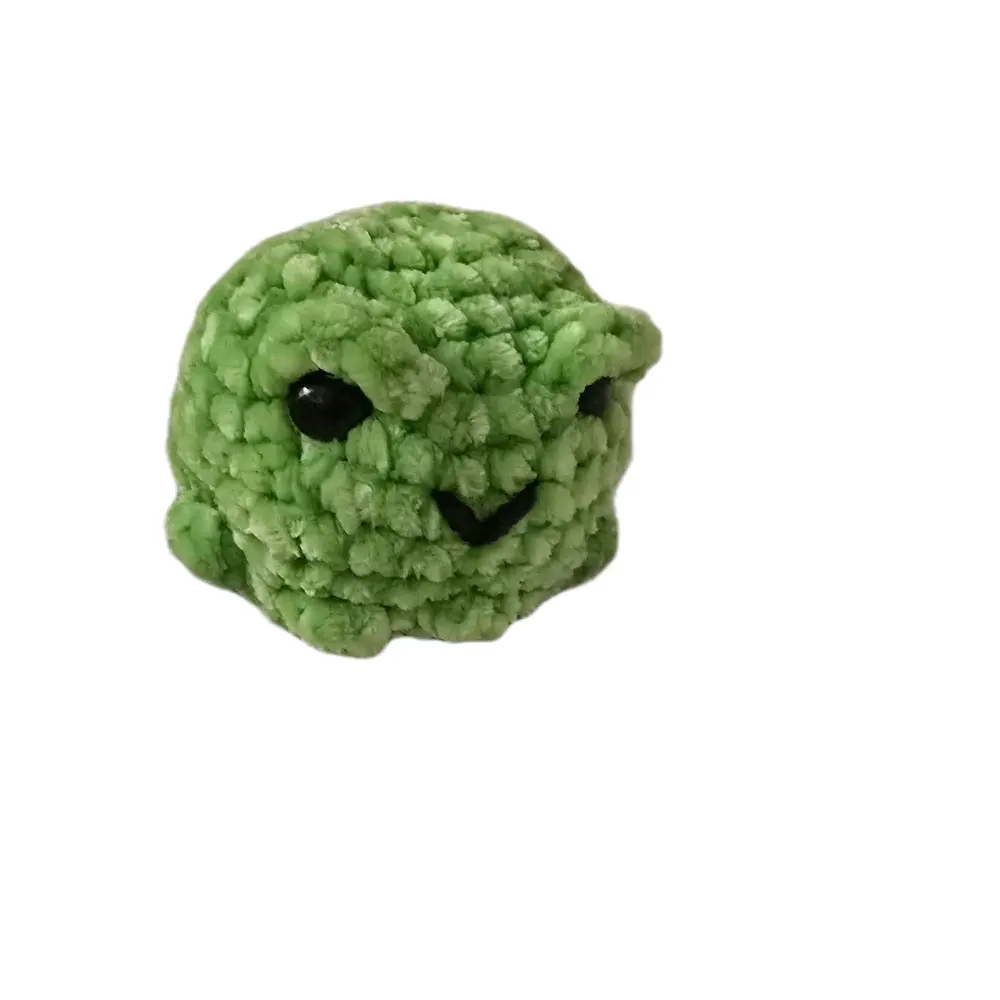 Handmade Crochet Frog Plushie - Green Soft Toy with Smiley Face Design
