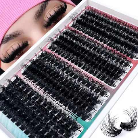 Mixed Length Individual False Eyelashes, Volumized False Eyelashes, Volume Lashes, Natural Eyelash Extensions, Self Grafting Curl Eyelashes, Cosmetic, Curl Cluster Lashes, Cluster Lashes Set, DIY Eyelash Extensions, Eyelash Falsies