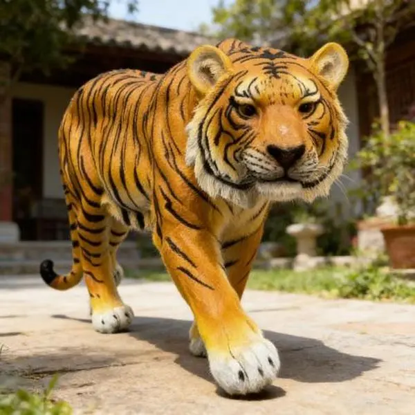 Bellemave  15.75" H x 33.46" L x 7.87" W Simulated  Tiger Resin Garden Statue, Indoor & Outdoor Decorative Ornament, Lawn & Courtyard Art Craft, Unique Gift for Home & Garden