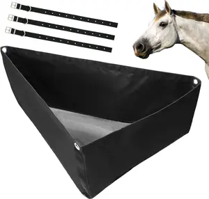 Horse Corner Hay Feeder with Large Capacity, Mesh Bottom and Metal Snaps, Fit for Horse Trailer Stall
