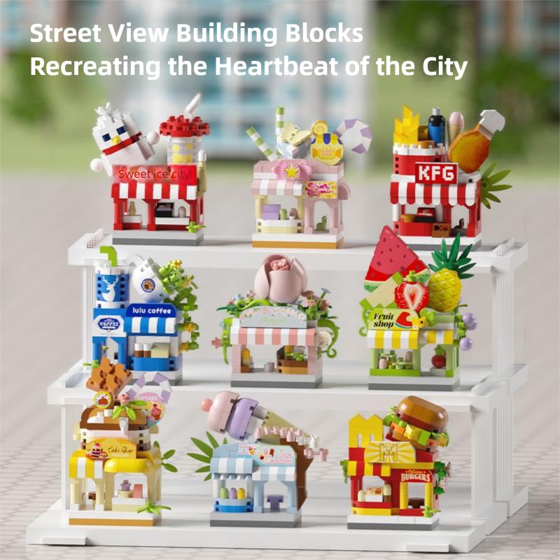 Compatible with Lego, Internet Celebrity Street Scene Commercial Street Building Blocks, Children's Assembly Toys, Micro Particles, School Gifts