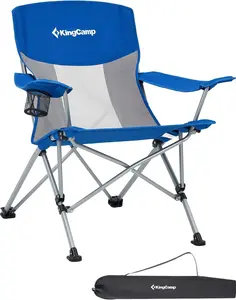 Kingcamp Camping Folding Chair Outdoor Lawn Chairs Folding for outside Oversized Mesh Back Portable Lightweight Camping Chair for Heavy Duty Adults with Cup Holder Padded Armrest Supports 300 Lbs KingCamp