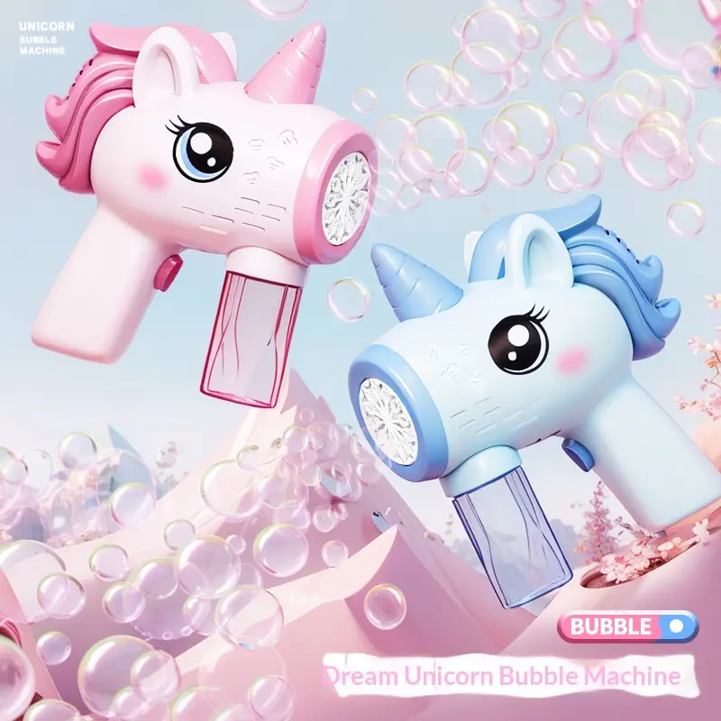 Cute Unicorn Bubble Gun – Automatic Bubble Blower Toy for Kids, Outdoor Summer Fun Party Toy