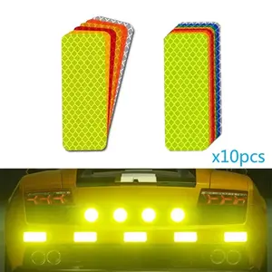 New 2026 10pcs 3*8cm Car Bumper Reflective Stickers Reflective Warning Strip Tape Secure Reflector Stickers Decals Safety Warning car decor accessories
