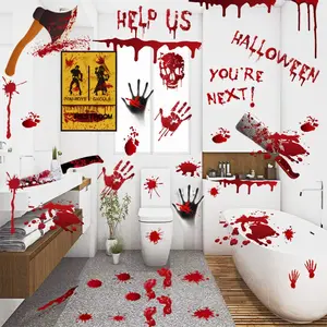 84Pcs Halloween Decorations Handprints Footprints Stickers Stickers Windows Bathroom Bathroom Zombie Decorations Spooky Halloween Party Decorations