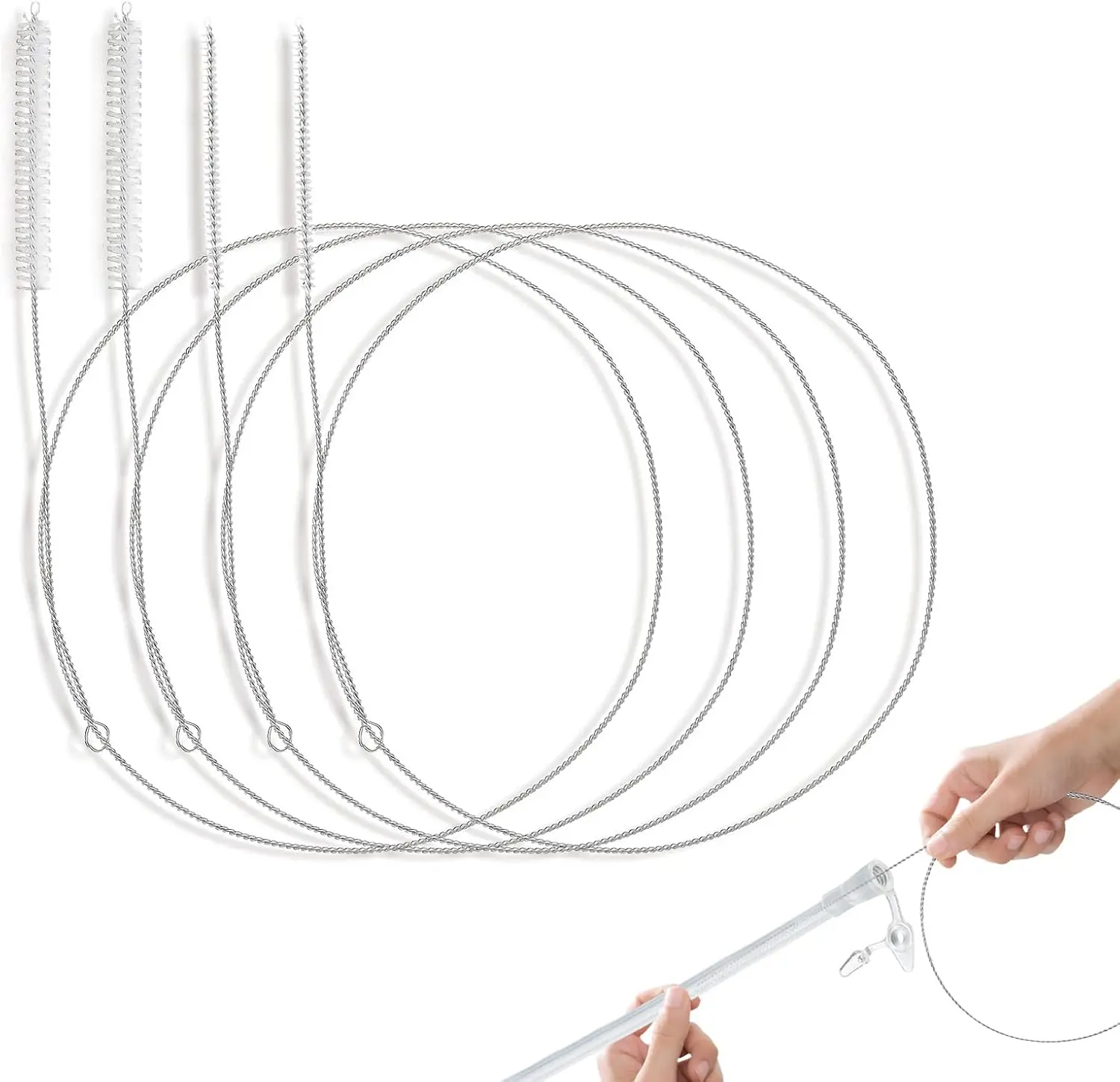 4 Pcs Extra Long Pipe Cleaners,Straw Cleaner Brush Extra Long,Tube Cleaning Brush Suitable for Cleaning Feeding Tubes