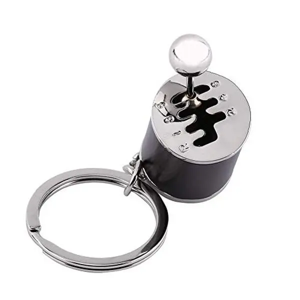 Auto Part Model Gear Box Shifter Keychain, Mini Car Gear Shift Stick Knob Gearbox Metal Key Chain Key Ring for Men(Black)