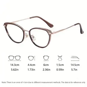 +1.00 +3.00 - Small Oval Frame, Metallic Hinges, Lightweight Eyewear for Women & Men - Brown/Black/Gray - Everyday & Formal Use - Compatible with -1.00 +3.00 Nearsightedness glasses Levels, Valentine's Day