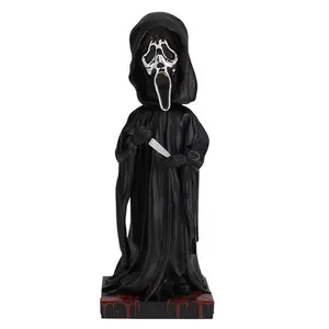 Royal Bobbles Ghost Face Silver Chrome Mask Bobblehead 8" Hand-Painted Polyresin Heavy Figurine with Authenticity Hologram