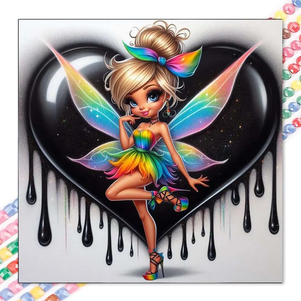 5D DIY Full Drill Round Diamond Painting Kit - Rainbow Elf Mosaic Canvas DIY Wall Art, Home Wall Decoration