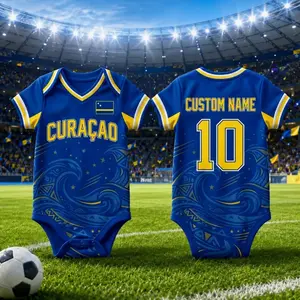 Personalized Curaçao Baby Bodysuit, Custom Name Number Infant Soccer Outfit, Curaçao Baby Jersey Gift KQ2
