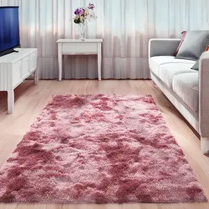 Dyed Velvet Rug, Soft Plush Long Hair Carpet, Fluffy Rug, Ideal for Living Room & Bedroom, Holiday Decor, Multiple Sizes Available