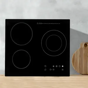 Black Ceramic Cooktop 3 Burner 2600W 110V, Touch Control for Kitchen Home Restaurant Use, 23.23x20.47in