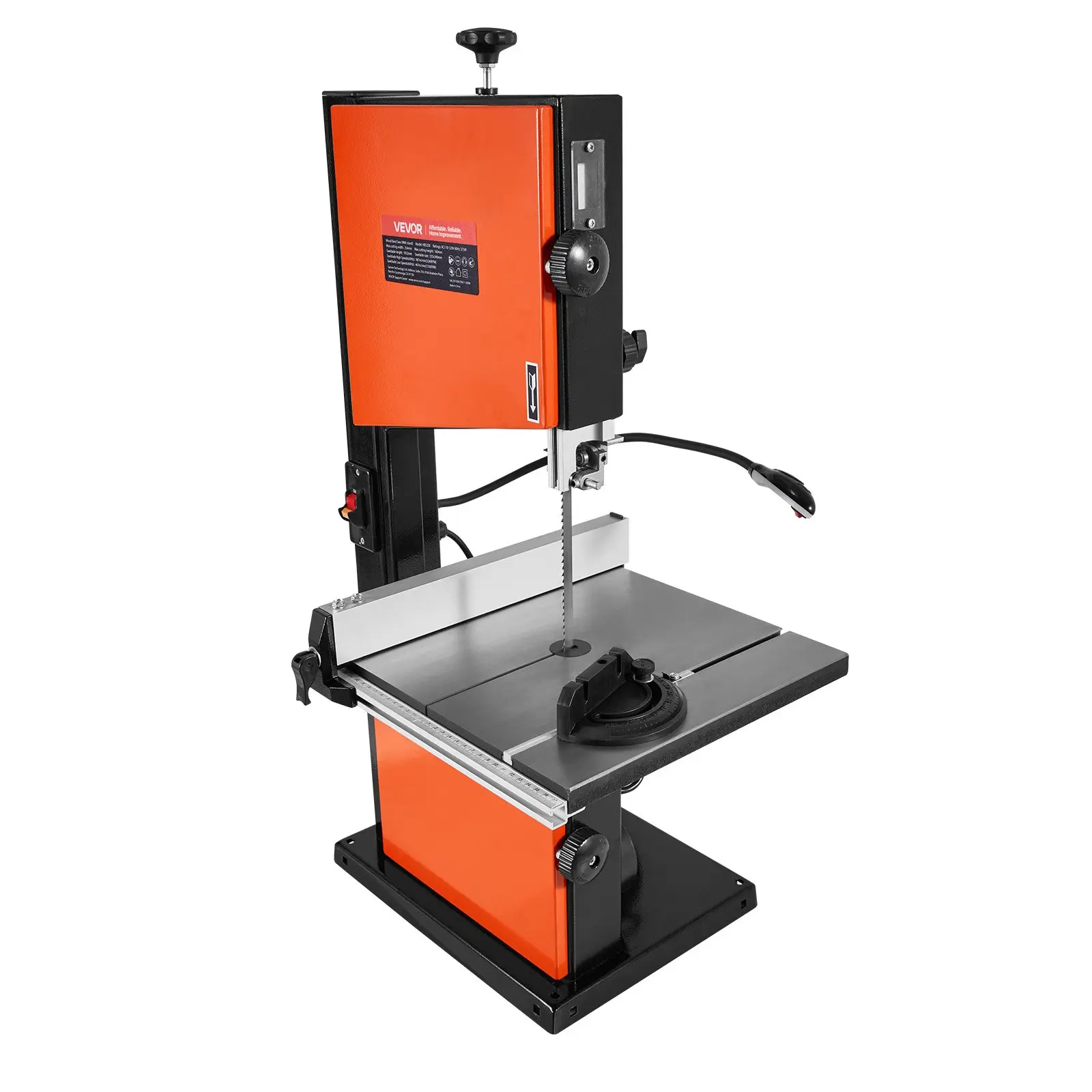 VEVOR 10-Inch 2-Speed Benchtop Band Saw with 72-Inch Blade for Woodworking, 373W 1/2 HP Motor, Max 6" Wood Cutting Capacity, 13.2x13.4 in Cast Iron Steady Table with Fence, 360° LED Work Light, Miter Gauge, Woodworking Projects