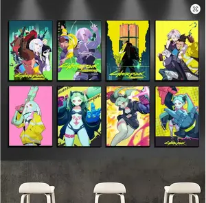 Anime-Cyberpunk-Edgerunners Poster Gallery Prints Wall Decals Home Decor Decoration Self Adhesive Living Room Sticker