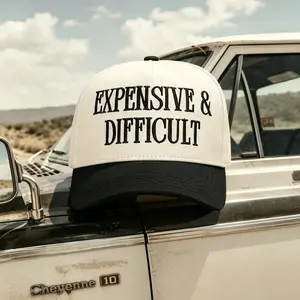 Expensive & Difficult Trucker Hat for Women Leopard Print Funny Embroidered Baseball Cap Adjustable Snapback Y2K Fashion Hat Gift for Her Boutique Fashion Bachelorette Party Western Cowgirl Hat