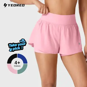 Yeoreo Women's 2-in-1 Workout Shorts with Hidden Pocket High Waist Lightweight Biker Shorts for Running Fitness & Yoga Anti-Chafe Design