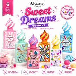 Zakat Sweet Dreams Collection 6PCS Women & Teens Eau de Parfum Gift Set - Marshmallow, Macaron, Candy, Gourmand Fragrances (6x100ml)