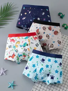 4-Pack Boys' Comfortable Underwear, Various Cartoon Prints, Soft and Cozy, Perfect Fit, Ideal for Daily Wear, All Seasons