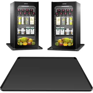 Mini Fridge Mat 19.7x19.7x0.6 Inch Silicone Protective Drip Tray with Raised Edge Leak Proof Floor Guard for Water Dispenser Washer Dryer Pet Bowls Easy Clean & Foldable