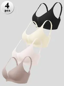 Women's Breathable Mesh Wireless Jelly Strip Bra, Soft Support Anti-Sagging, Back Smoothing Seamless, Adjustable Straps, Removable Pads, All Day Comfort Wear Underwear