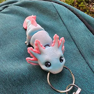 Articulated Baby Axolotl Keychain, Fidget Toy, zipper pull, Stress Toy, Backpack, bag charm