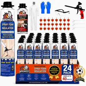 Wremest FullStop Spray Foam Insulation Kit - 40 Sq.Ft High-Density Closed Cell Polyurethane, Single-Component Expanding Sealant (Rapid Curing, Thermally Adhesive) for DIY Energy Savings on Walls, Attics, Expanding Foam Sealant Spray Single-Component, Rapi