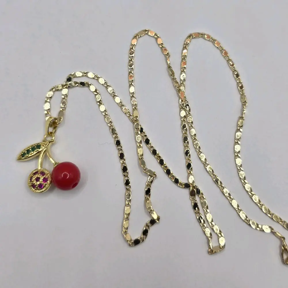 MOTHER'S DAY beautiful cherry style necklace gold-plated 24"inches GOLD-PLATED