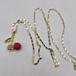 MOTHER'S DAY beautiful cherry style necklace gold-plated 24"inches GOLD-PLATED