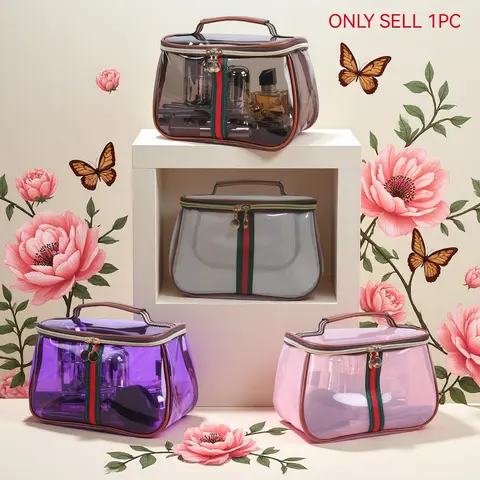 Large Capacity Makeup Bag, Makeup Organizer Pouch, 1 Count Waterproof Transparent Travel Organizer, Travel Cosmetic Bags, Cosmetic Storage Bag for Toiletries & Cosmetics, Transparent Vanity Bag