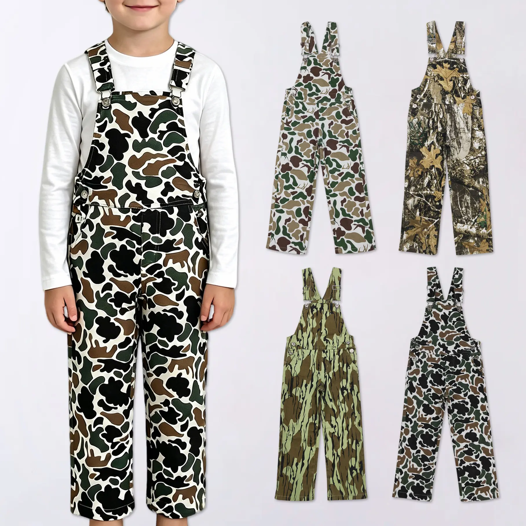 Old School Camouflage Print Denim Stretchy Overalls Old School Camouflage Print Denim Stretchy Overalls