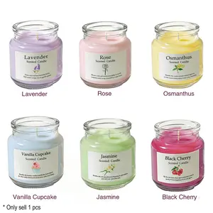 Elegant Glass Cup Scented Candle, 6 Fragrances, Lavender, Vanilla, Rose, 3-Piece Gift Set, Perfect for Holidays, Aromatic and Festive, Ideal Souvenir, Floral Candle