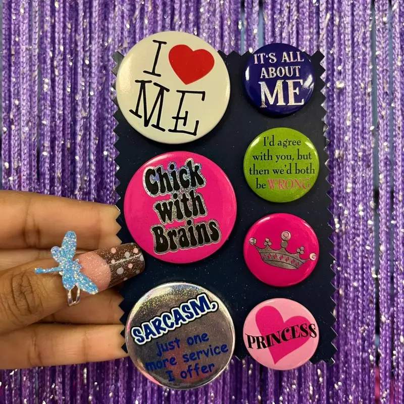 Y2K Metal Button Enamel Pins - Men's Accessories, Romantic Chic Cute Early 2000s  Mcbling Nostalgia Emo Punk Fashion Collar Clips