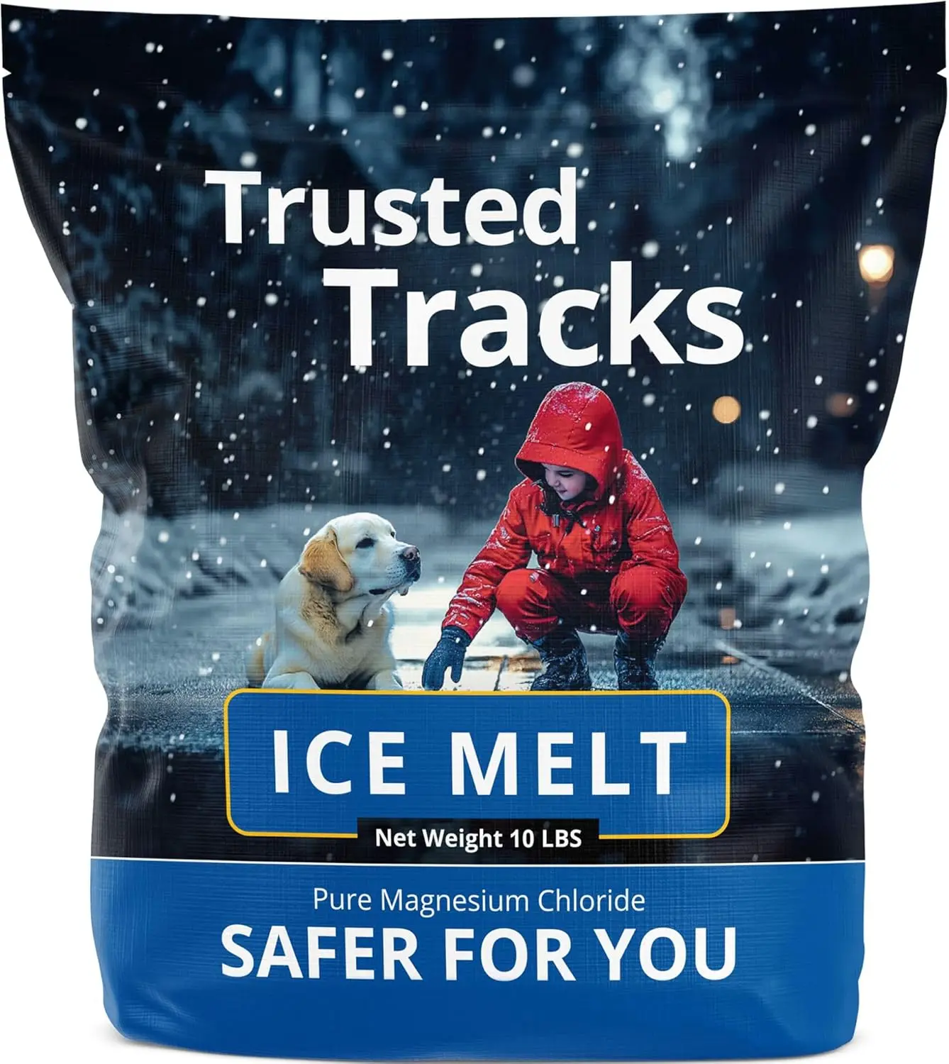 Ice Melt, Pet Safe Ice Melt, 10 LBS  Snow Melter, Pure Magnesium Chloride, Safer for Pets, Concrete, Effective to -35 F, 10 lb