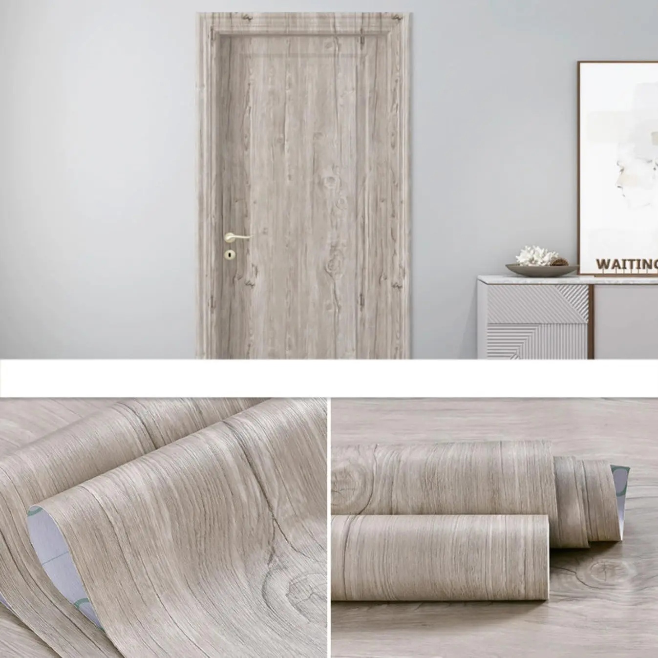 Wood Grain Contact Paper Peel and Stick Waterproof Wood Wallpaper Self Adhesive Wood Vinyl Wrap for Cabinets Countertops Tables Kitchen Cabinets Doors Furniture Desk Tabletop Renovation Covering