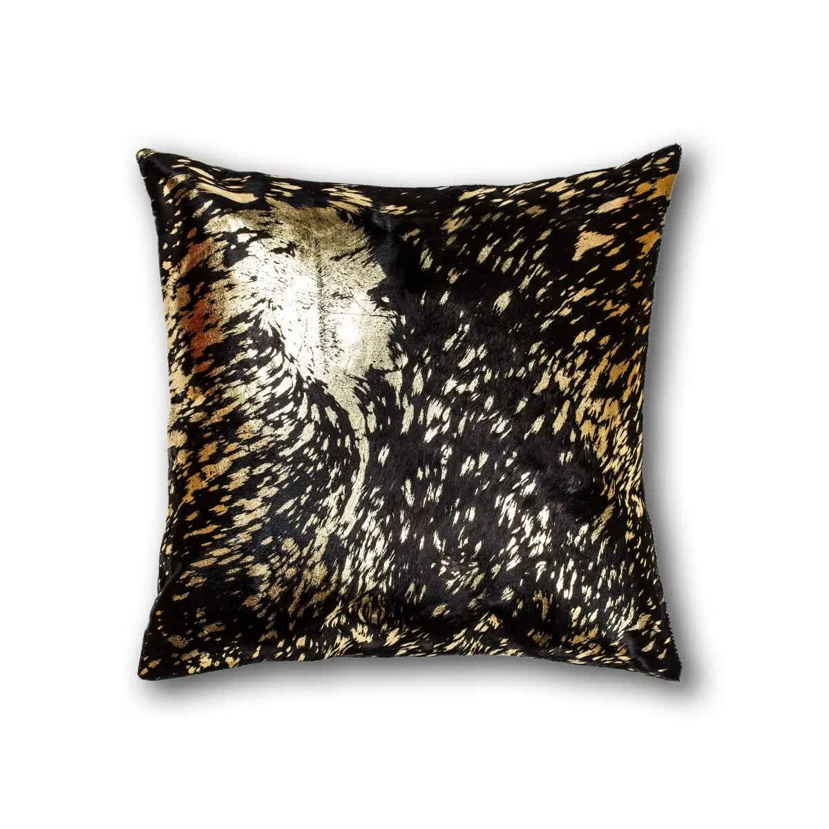 Natural 676685013453 18 x 18 in. Torino Scotland Cowhide Pillow - Chocolate & Gold
