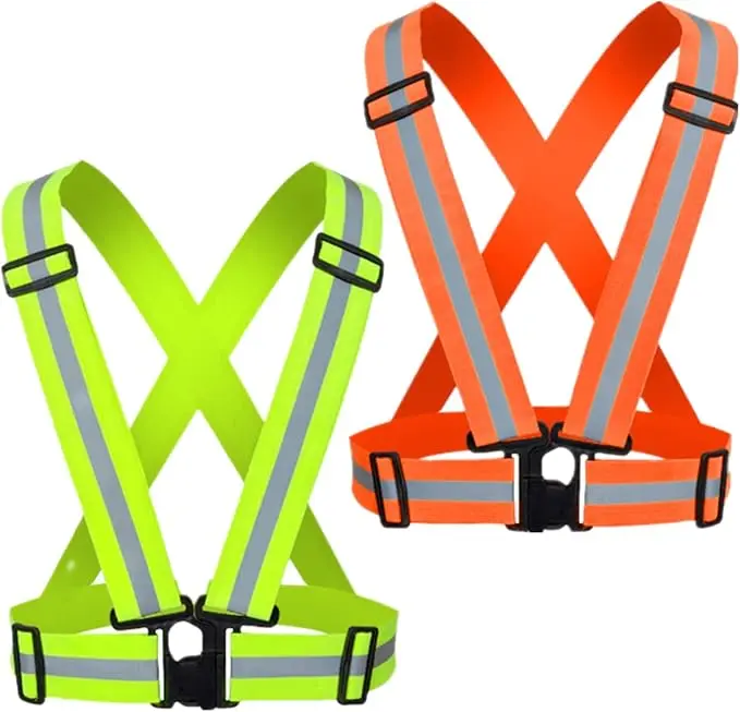 2 Pack Reflective Running Vest, High Visibility Reflective Gear Night Cycling Safety Vest Strap for Men Women Kids
