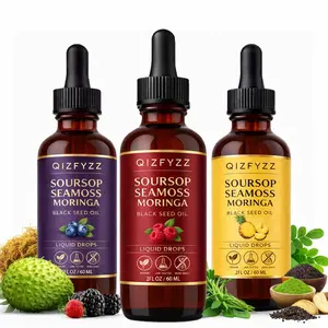 Soursop, Seaweed, and Moringa Drops | Black Seed Oil Blend | Soursop, Blueberry, Pineapple | Immune Boosting and Superfood Supplement | Vegan, Non-GMO, 60ml per bottle